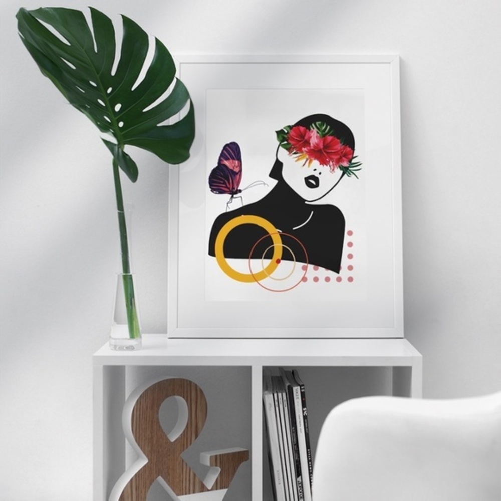 Modern Wall Art Print Tropical Girl Unframed - Picture 3 of 11